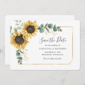 Eucalyptus Sunflower Floral Geometric Save The Date (Voorkant / Achterkant)