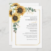 Eucalyptus Sunflower Floral Geometric Wedding Kaart (Voorkant / Achterkant)