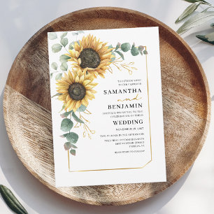 Eucalyptus Sunflower Floral Green Yellow Weddensch Kaart