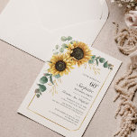 Eucalyptus Sunflower Floral Script 60th Birthday Kaart<br><div class="desc">Eucalyptus Sunflower Floral Script 60th Birthday Uitnodiging u kunt gemakkelijk aanpassen met uw partijdetails door de "Personalize"knoop te klikken. Met felgele florale en groene succulent met een goudfolie geometrisch lijst en moderne typografie</div>