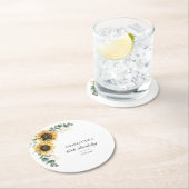 Eucalyptus Sunflower Floral Script 60th Birthday Ronde Kartonnen Onderzetter (Insitu)