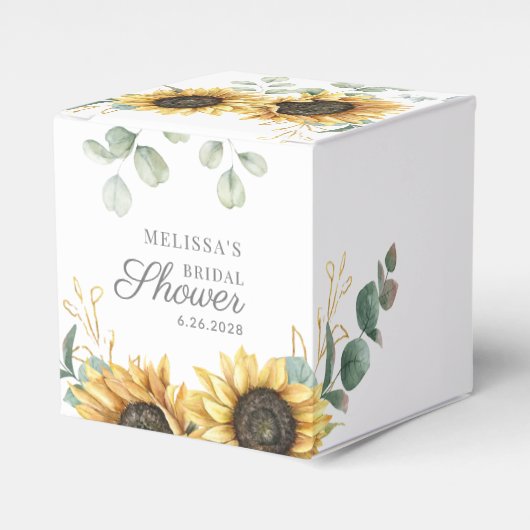 Eucalyptus Sunflower Floral Script Vrijgezellenfee Bedankdoosjes (Voorkant Zijde)