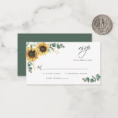 Eucalyptus Sunflower Floral Weddenschap RSVP-kaart Notitiekaartje (Voorkant / Achterkant in situ)