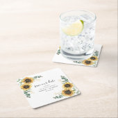 Eucalyptus Sunflower Floral Wedding Save the Date Kartonnen Onderzetters (Insitu)