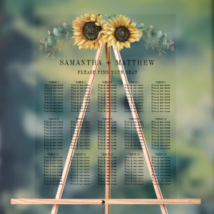 Eucalyptus Sunflower Floral Wedding Seating Chart Acryl Bord