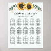Eucalyptus Sunflower Floral Wedding Seating Chart Poster (Voorkant)