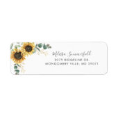 Eucalyptus Sunflower Floral Weduwingadres Etiket (Voorkant)