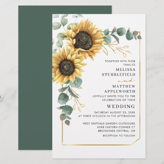 Eucalyptus Sunflower Geometric Weddenschap (Voorkant / Achterkant)