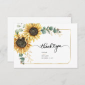 Eucalyptus Sunflower Greenery Floral Wedding Bedankkaart (Voorkant / Achterkant)