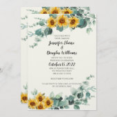 Eucalyptus Sunflower Invitation Kaart (Voorkant / Achterkant)