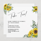 Eucalyptus Sunflower Neem Twee Huwelijksaankondigi Kaart (Voorkant / Achterkant)