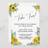 Eucalyptus Sunflower Postponed Weddenschap duurt t Kaart (Voorkant / Achterkant)