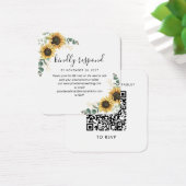 Eucalyptus Sunflower QR Code Weddenschap Website R Vierkante Visitekaartjes (Bureau)