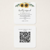 Eucalyptus Sunflower QR Code Weddenschap Website R Vierkante Visitekaartjes (Voorkant /achterkant)