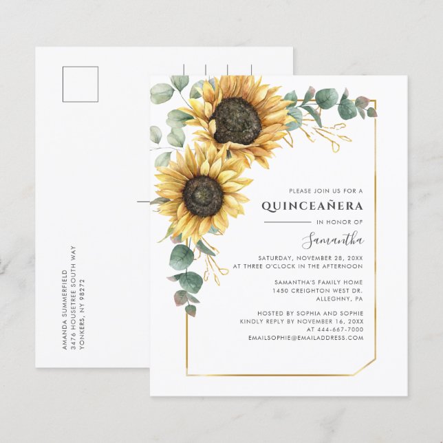 Eucalyptus Sunflower Quinceanera 15e verjaardag (Voorkant / Achterkant)