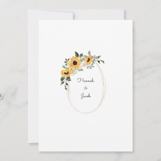 Eucalyptus Sunflower Rustic Wedding Kaart (Achterkant)