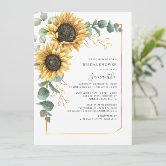 Eucalyptus Sunflower Script-Vrijgezellenfeest Kaart (Staand voorkant)
