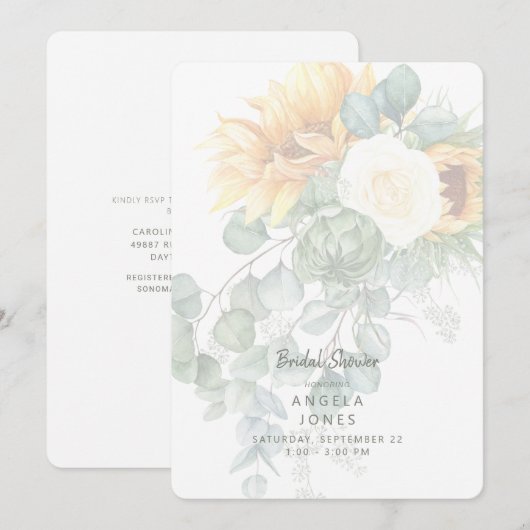 Eucalyptus Sunflower Tuscan Vrijgezellenfeest Rond Kaart (Voorkant / Achterkant)