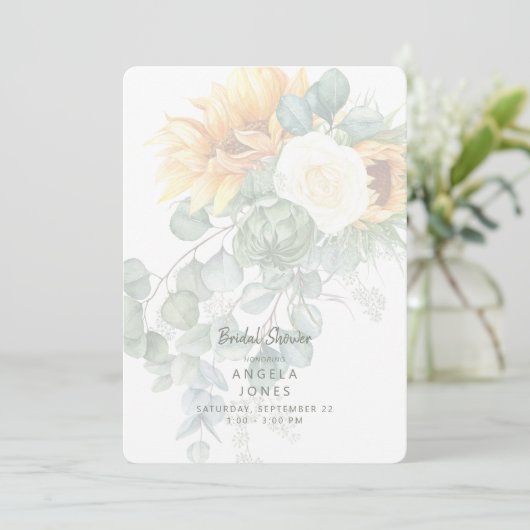 Eucalyptus Sunflower Tuscan Vrijgezellenfeest Rond Kaart (Staand voorkant)