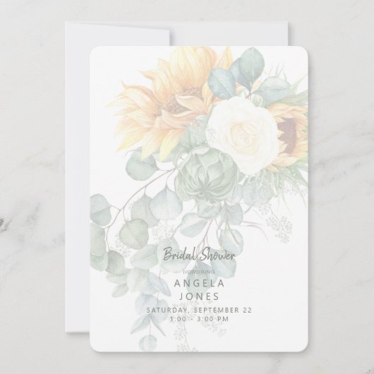 Eucalyptus Sunflower Tuscan Vrijgezellenfeest Rond Kaart (Voorkant)