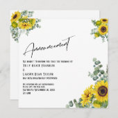 Eucalyptus Sunflower Uitgestelde datum bekendmakin Kaart (Voorkant / Achterkant)