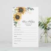 Eucalyptus Sunflower Vrijgezellenfeest Advice Kaar Briefpapier (Staand voorkant)