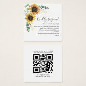 Eucalyptus Sunflower Weddenschap QR Code RSVP Card Vierkante Visitekaartjes (Voorkant /achterkant)