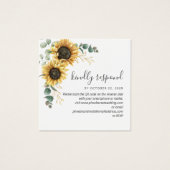 Eucalyptus Sunflower Weddenschap QR Code RSVP Card Vierkante Visitekaartjes (Voorkant)