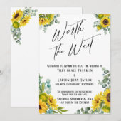 Eucalyptus Sunflower Worth the Wait Weddencard Kaart (Voorkant / Achterkant)