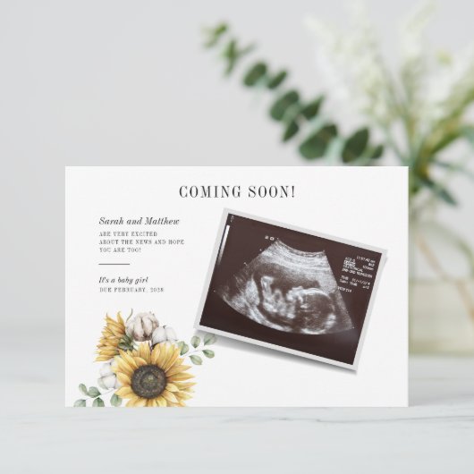 Eucalyptus Sunflower Zwangere Sonogram Baby (Staand voorkant)