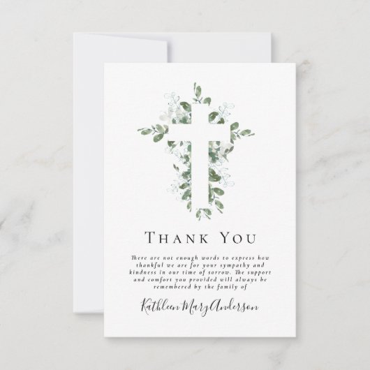 Eucalyptus sympathie begrafenis bedankkaart notitiekaartje (Voorkant)