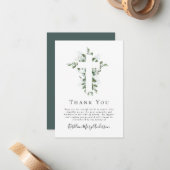 Eucalyptus sympathie begrafenis bedankkaart notitiekaartje (Voorkant / Achterkant in situ)