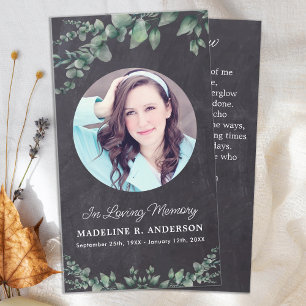 Eucalyptus Sympathie Funeral Prayer Kaart Gray Sla Contactkaartje