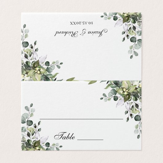 Eucalyptus Table Number en Name Place Cards Kaart (Buitenkant ongevouwen)