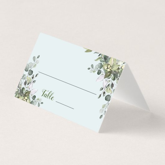 Eucalyptus Table Number en Name Place Cards Kaart (Voorkant)