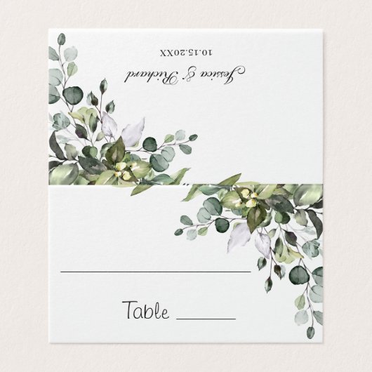 Eucalyptus Table Number en Name Place Cards Kaart (Buitenkant ongevouwen)
