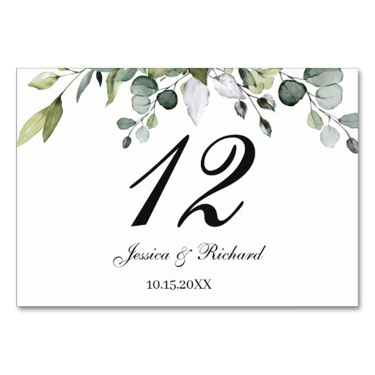 Eucalyptus Table Number Seat Place Card Kaart (Achterkant)