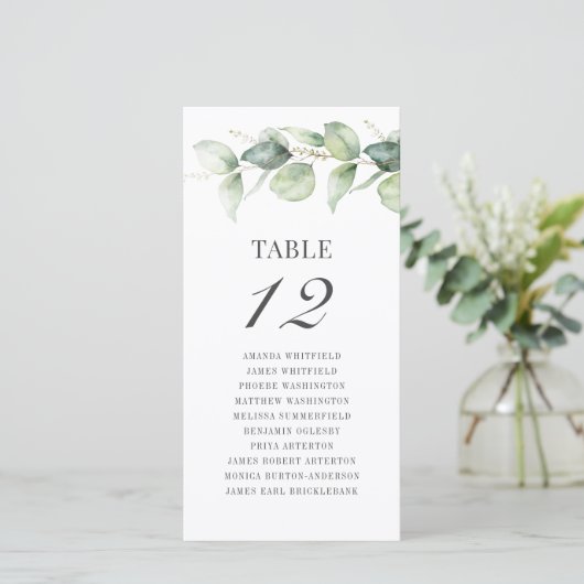 Eucalyptus Table Number Weddenschap-kaart (Staand voorkant)