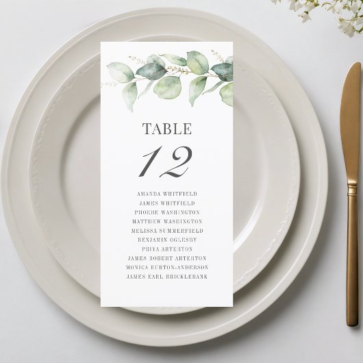 Eucalyptus Table Number Weddenschap-kaart