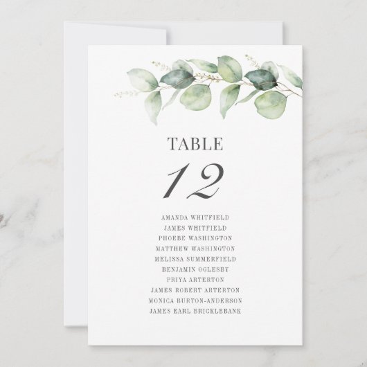 Eucalyptus Table Number Wedding Seating Chart (Voorkant)