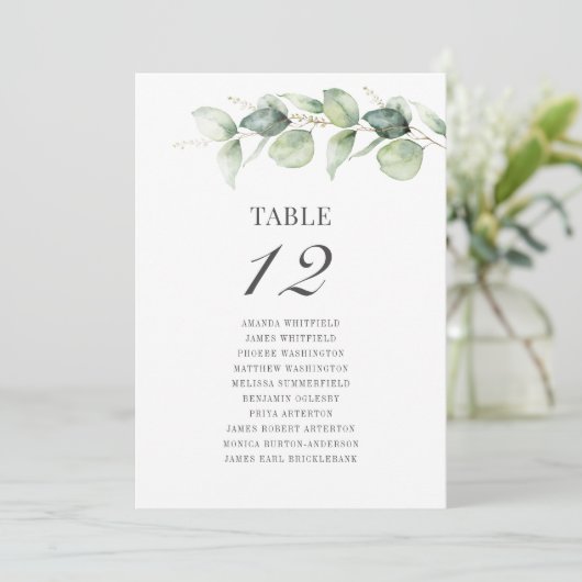 Eucalyptus Table Number Wedding Seating Chart (Staand voorkant)