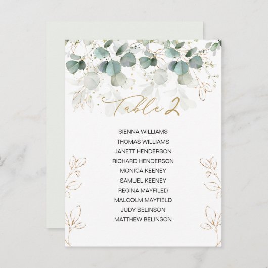 Eucalyptus Table Wedding Seating Chart Kaart (Voorkant / Achterkant)