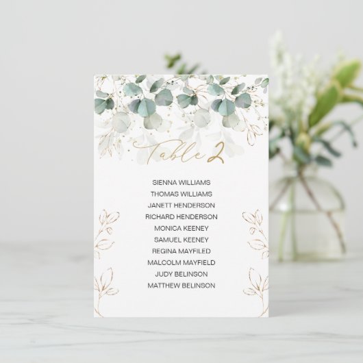 Eucalyptus Table Wedding Seating Chart Kaart (Staand voorkant)