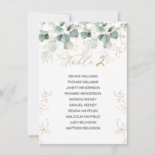 Eucalyptus Table Wedding Seating Chart Kaart (Voorkant)