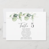 Eucalyptus tafel nummer 5 bruiloft zitplaatsen kaart (Voorkant)