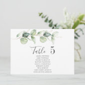 Eucalyptus tafel nummer 5 bruiloft zitplaatsen kaart (Staand voorkant)
