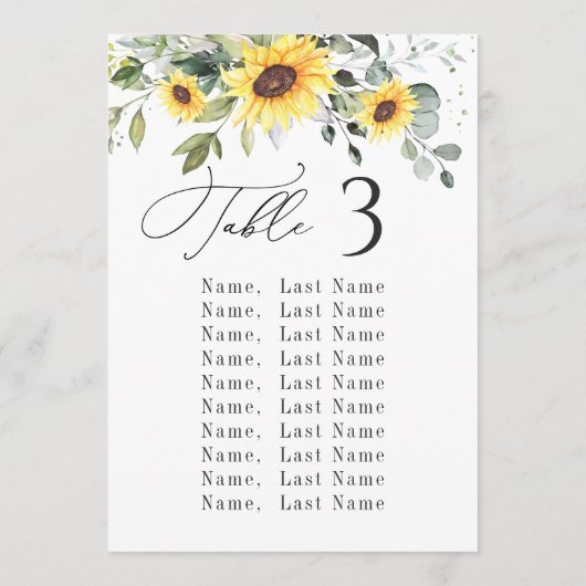 Eucalyptus Tafelnummer Naam Zitkaart Kaarten (Achterkant)