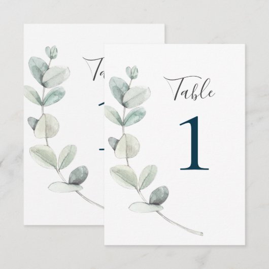 Eucalyptus Tafelnummers van de moderne Waterverf (Voorkant / Achterkant)