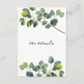 Eucalyptus tak bruiloft de details behuizing informatiekaartje (Voorkant)
