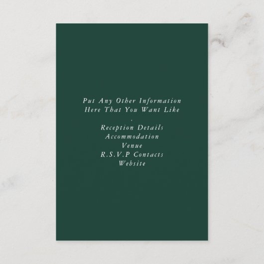 Eucalyptus tak bruiloft de details behuizing informatiekaartje (Achterkant)